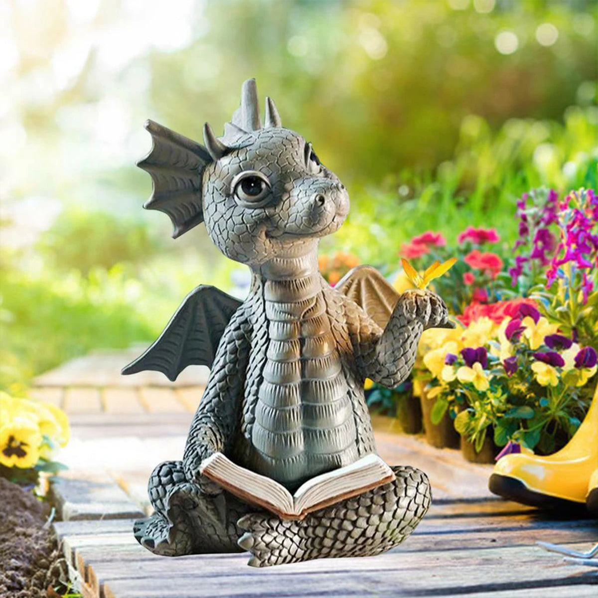 Dragon Dinosaur Meditation Sculpture – Perfect for Your Garden or Home!