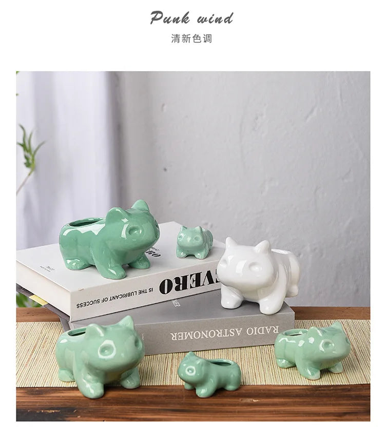 Creative Ceramic Mini Succulent Planter – Cute Animal Flower Pot for Home & Garden Décor