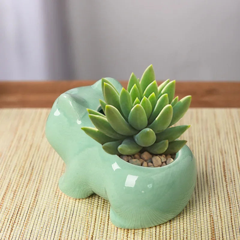 Creative Ceramic Mini Succulent Planter – Cute Animal Flower Pot for Home & Garden Décor