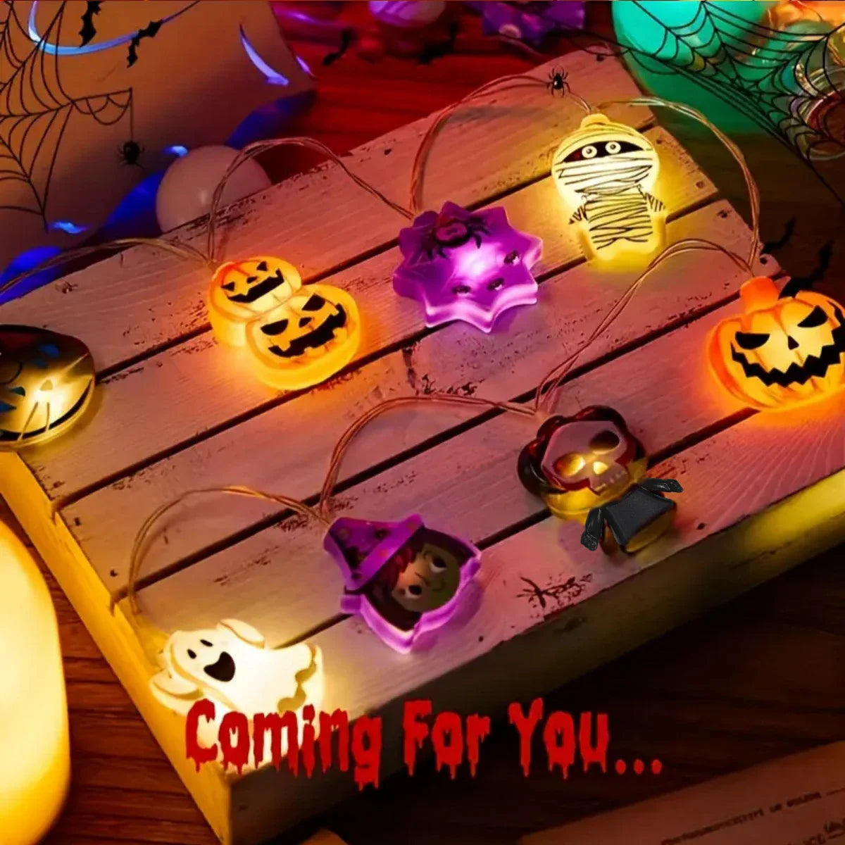 Halloween Party LED String Lights Pumpkin Ghost Spider Web Hanging Lamp For Halloween Home Indoor Outdoor Decoration Props 2024