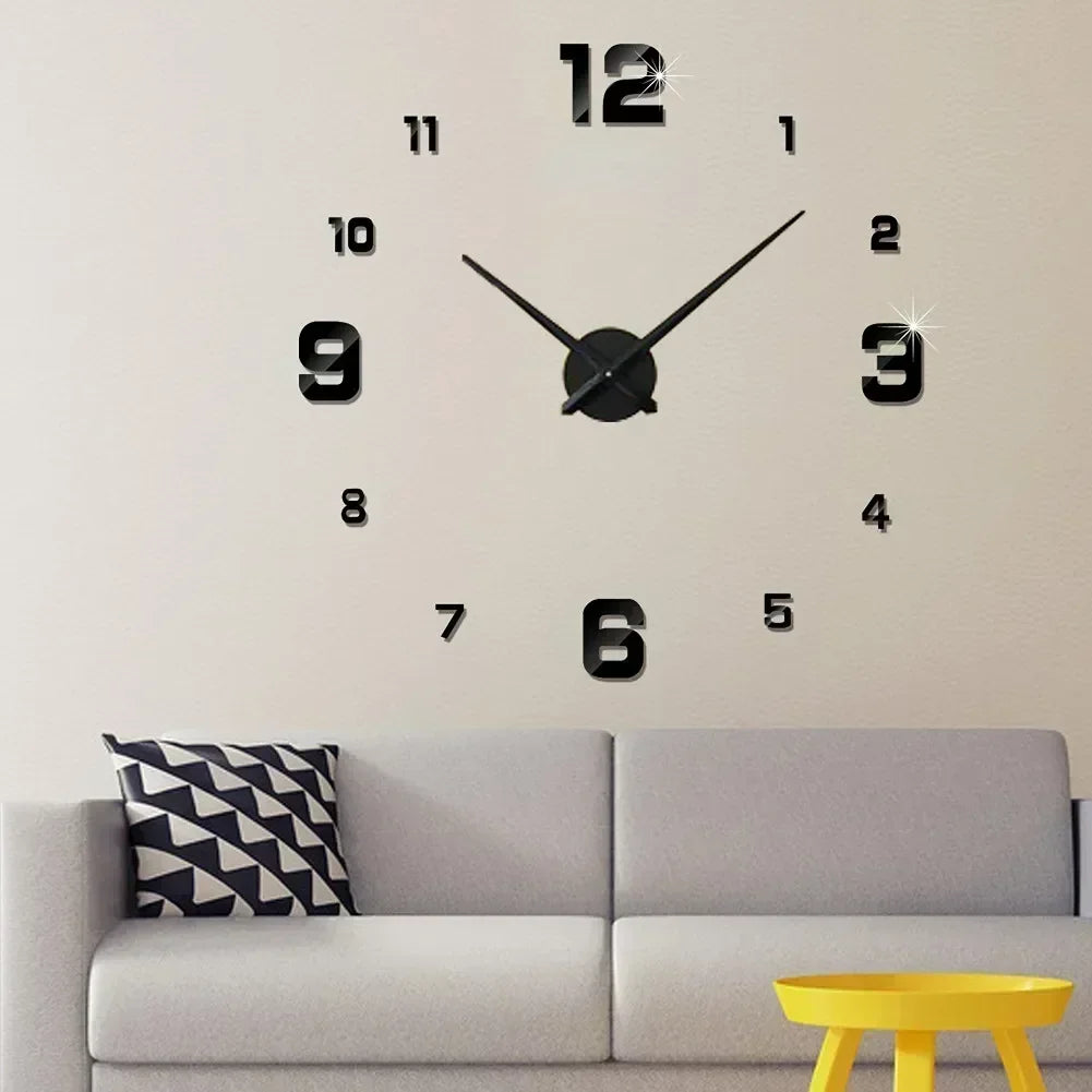 Modern Digital Wall Clock with Large Acrylic Mirror Stickers for Living Room, Bedroom, and Garden Decor