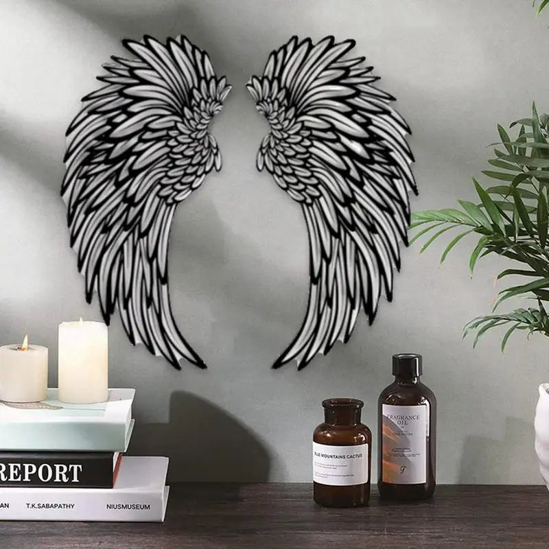 Angel Wings Metal Wall Art – Stunning 3D Shadow Effect with LED Lights