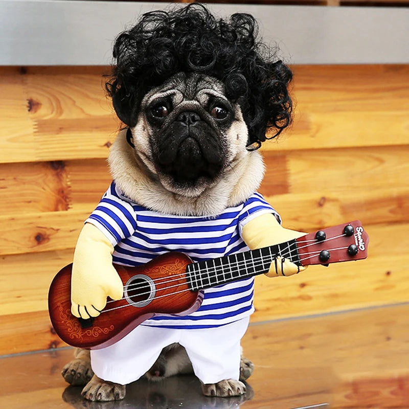 Guitarist Dog Costume – Funny Pet Outfit for Halloween & Cosplay Parties!