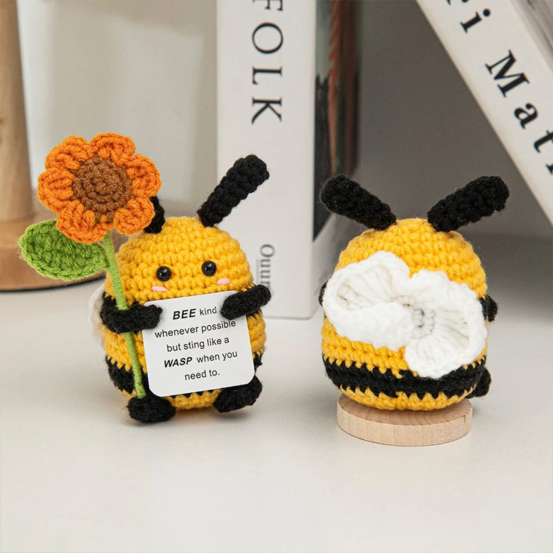 Positive Crochet Bee Desk Decorations – Kawaii Vegetables Doll Toys for Kids by Bandito & Co.