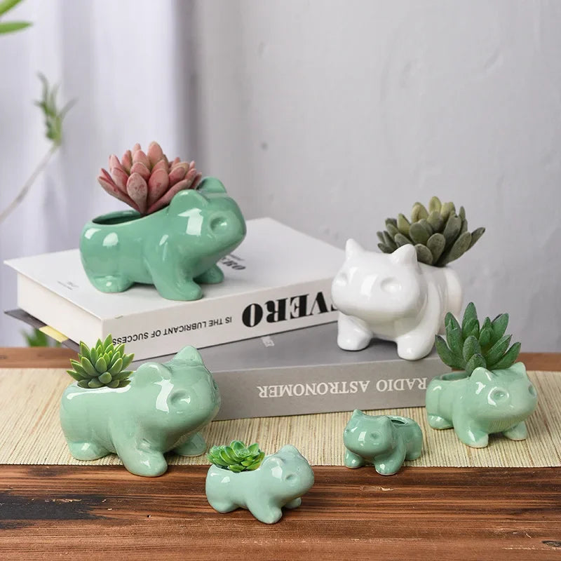 Creative Ceramic Mini Succulent Planter – Cute Animal Flower Pot for Home & Garden Décor