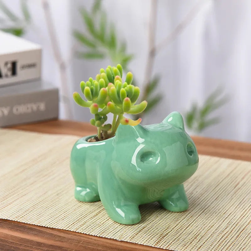 Creative Ceramic Mini Succulent Planter – Cute Animal Flower Pot for Home & Garden Décor