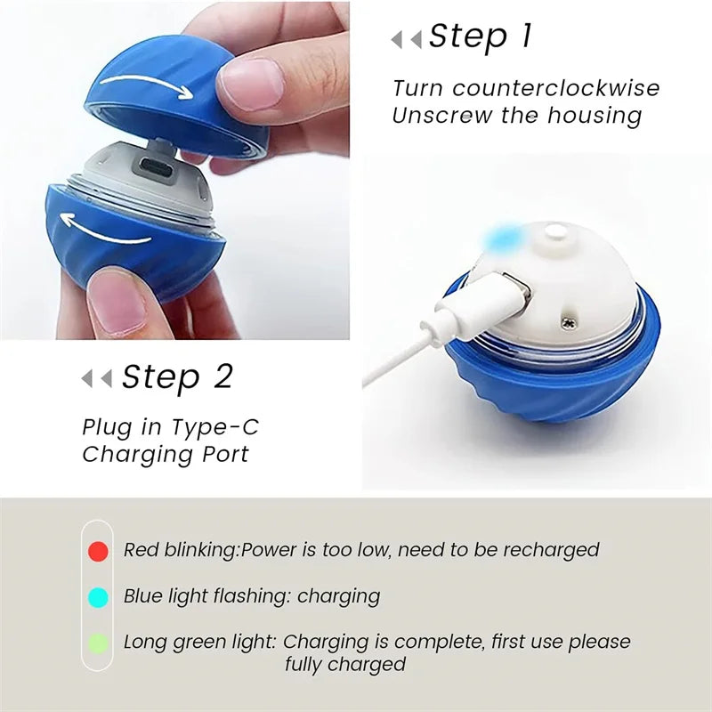 Smart Dog Toy Ball - Electronic Interactive USB Moving Ball for Dogs and Cats, Bouncing Pet Toy