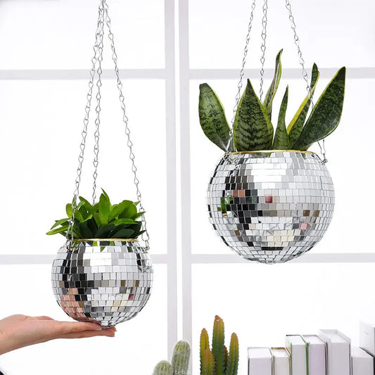 6-Color Disco Ball Hanging Planter Vase – Perfect for Christmas Decor, Balcony, and Home Garden