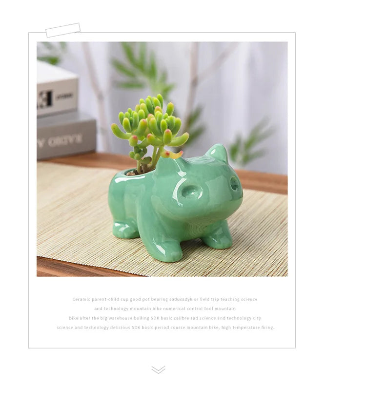 Creative Ceramic Mini Succulent Planter – Cute Animal Flower Pot for Home & Garden Décor