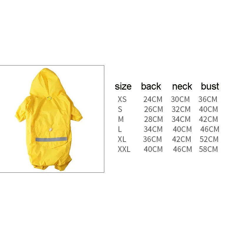 Reflective Pet Dog Raincoat - Waterproof Hooded Jacket for Small to Medium Dogs & Cats | Outdoor Pet Rainwear Apparel