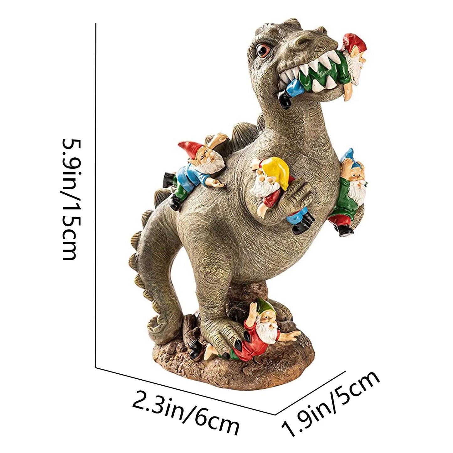 🦖 Garden Dinosaur Eating Gnome Statue – Funny Resin Sculpture Outdoor Decor