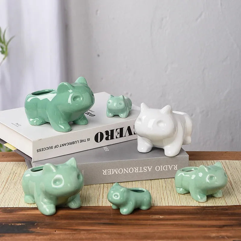 Creative Ceramic Mini Succulent Planter – Cute Animal Flower Pot for Home & Garden Décor