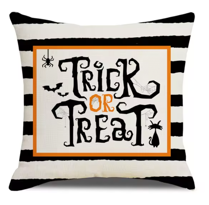 Spooky Farmhouse Charm: Halloween Pumpkin Cushion Cover - 18x18 Inch