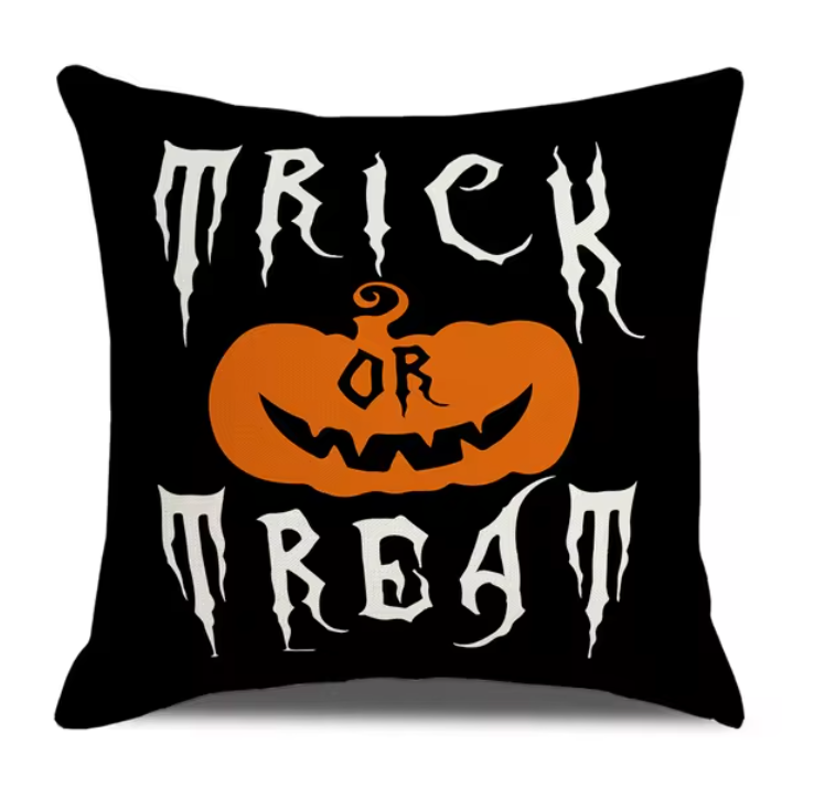 Spooky Farmhouse Charm: Halloween Pumpkin Cushion Cover - 18x18 Inch