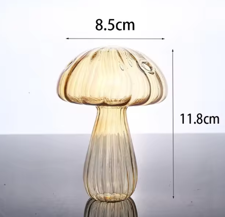 Whimsical Decor: Mini Mushroom Glass Vase for Home, and Office